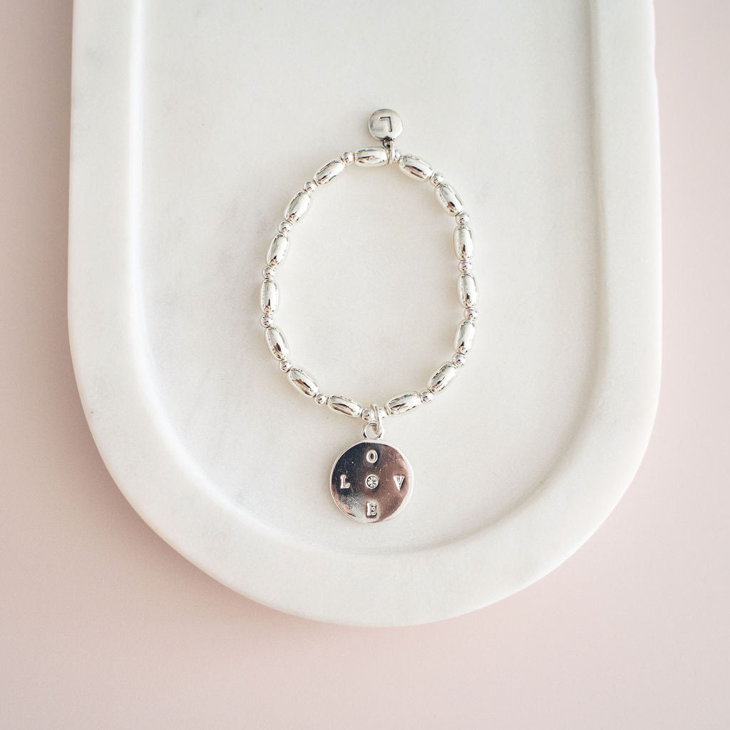 Silver "LOVE" Pendant Bracelet