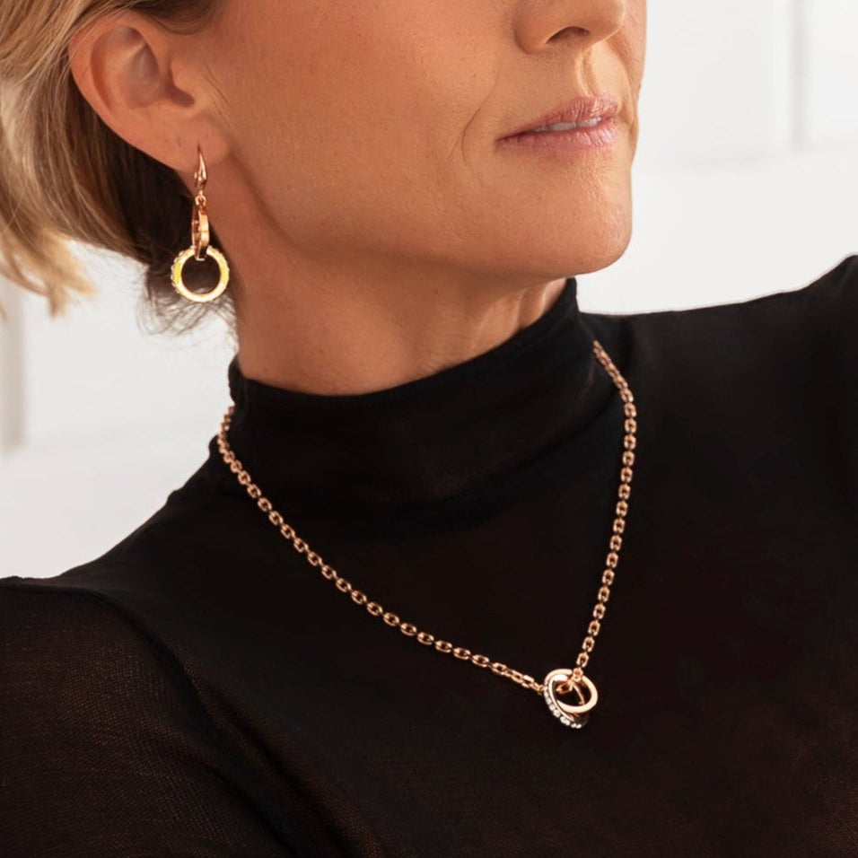 Fine | Short Rose Gold 2 Ring Necklace