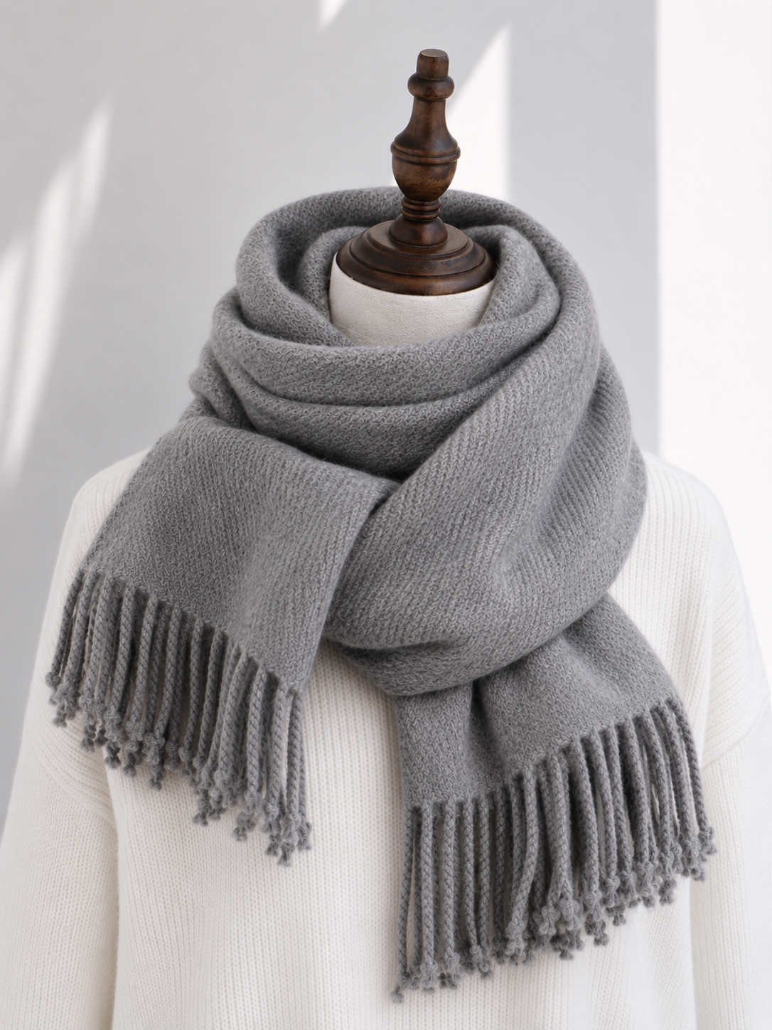 Ladies Winter | Grey Wool Scarf