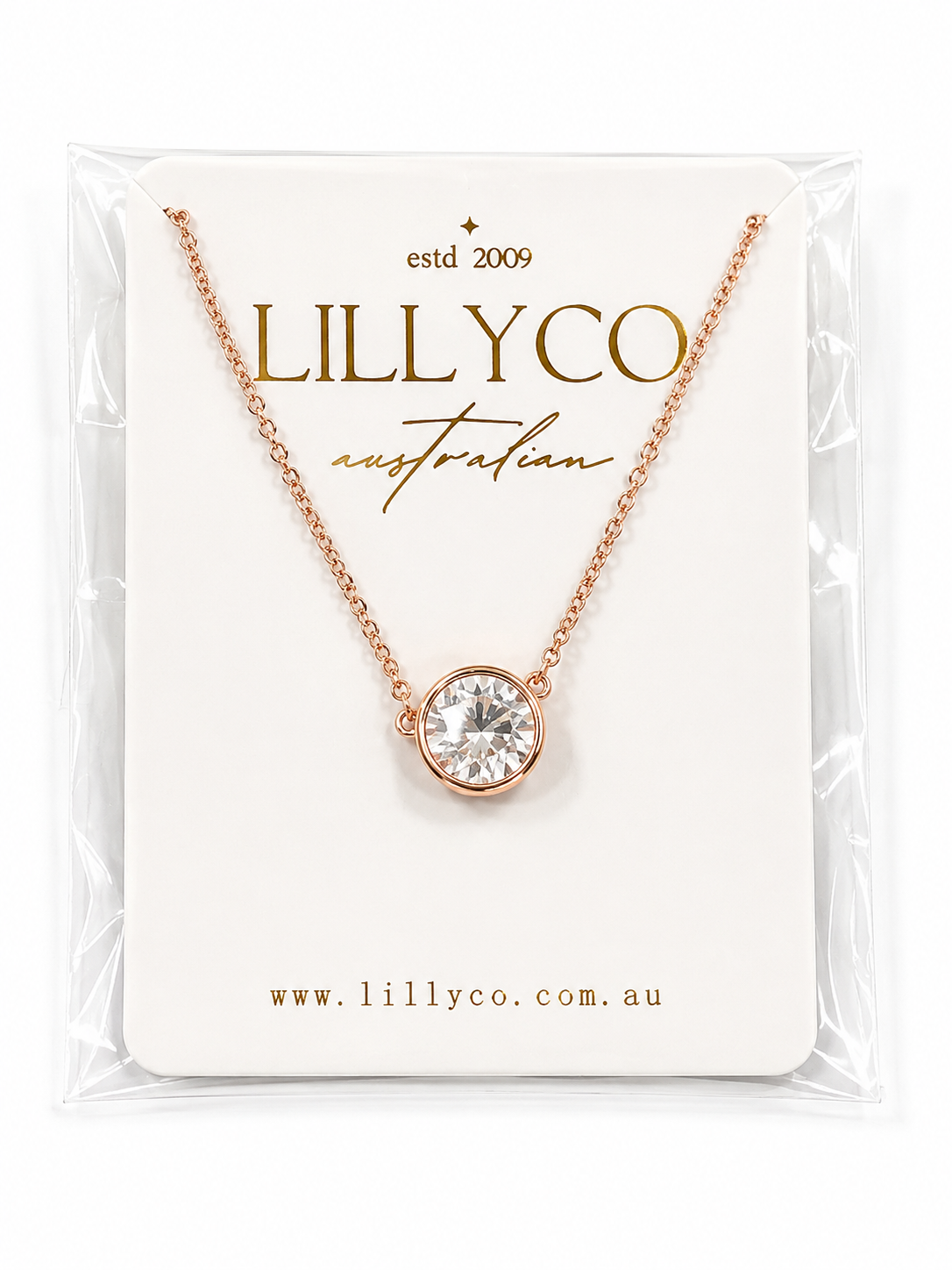Fine | Short Rose Gold Round Crystal Necklace