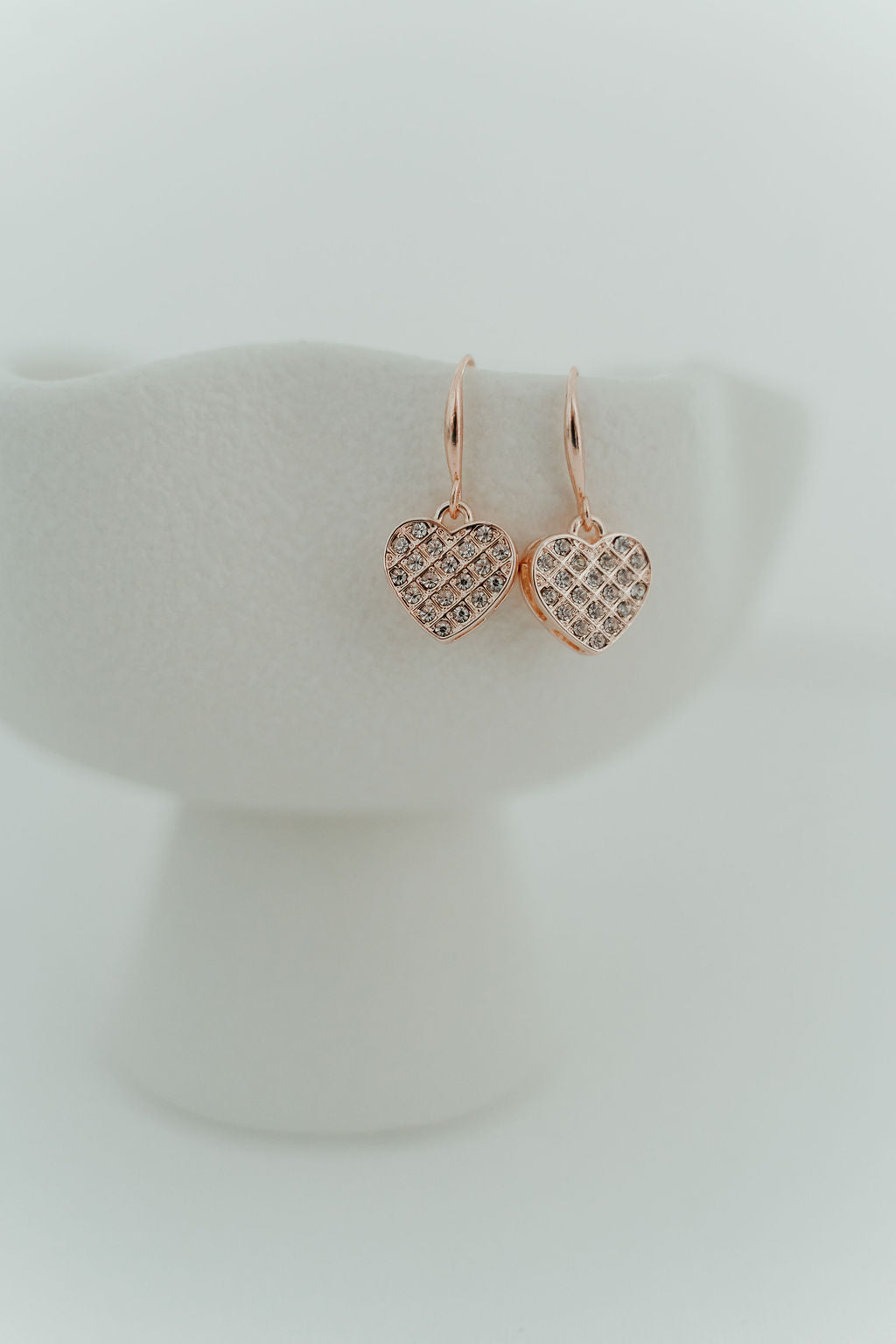 Rose Gold Crystal Bling Love Heart Earring