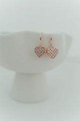 Rose Gold Crystal Bling Love Heart Earring