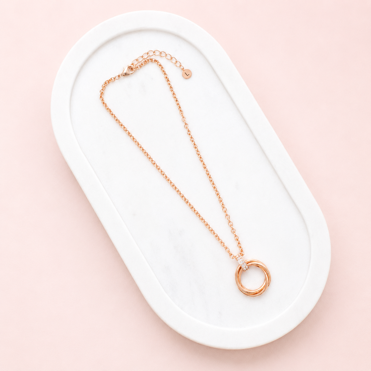 SHORT | Rose Gold Double Ring Necklace