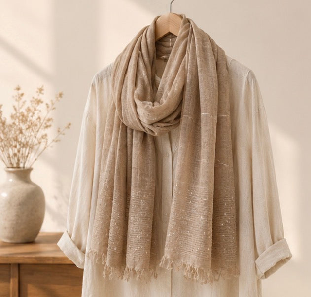 Ladies | Beautiful Beige Sequent Scarf