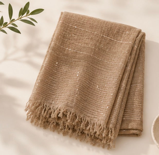 Ladies | Beautiful Beige Sequent Scarf