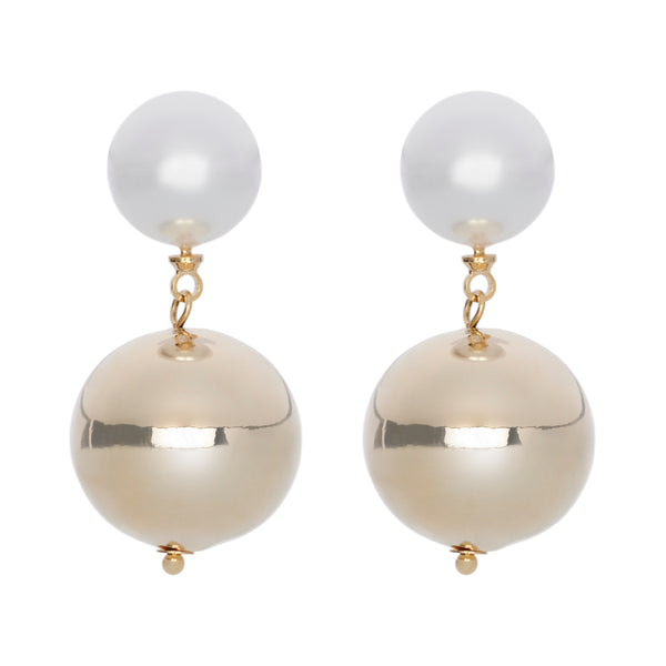 Fine | Gold & Pearl Drop Ball Earring