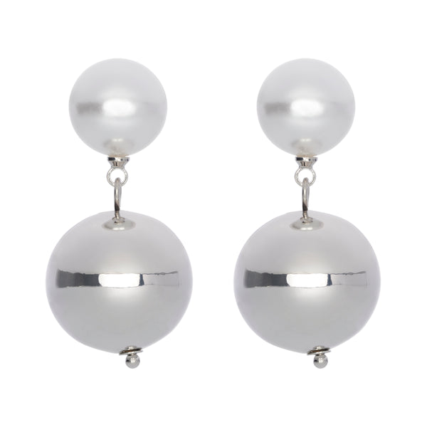 Fine | Silver & Pearl Drop Ball Earring