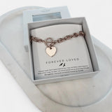 Forever Loved #3 Boxed Single Heart Link Bracelet | Rose Gold