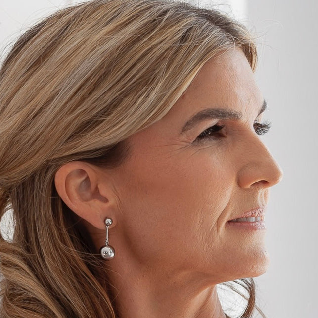 Fine | Silver Drop Ball Earring