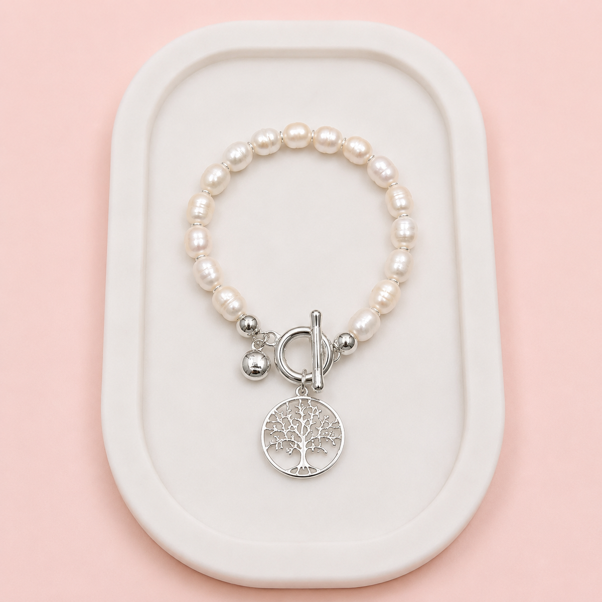 Silver Tree Fresh Water Pearl Bracelet