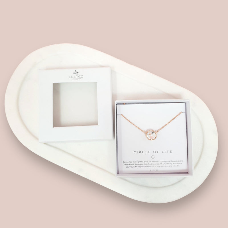Fine | Boxed Rose Gold Round Crystal Necklace