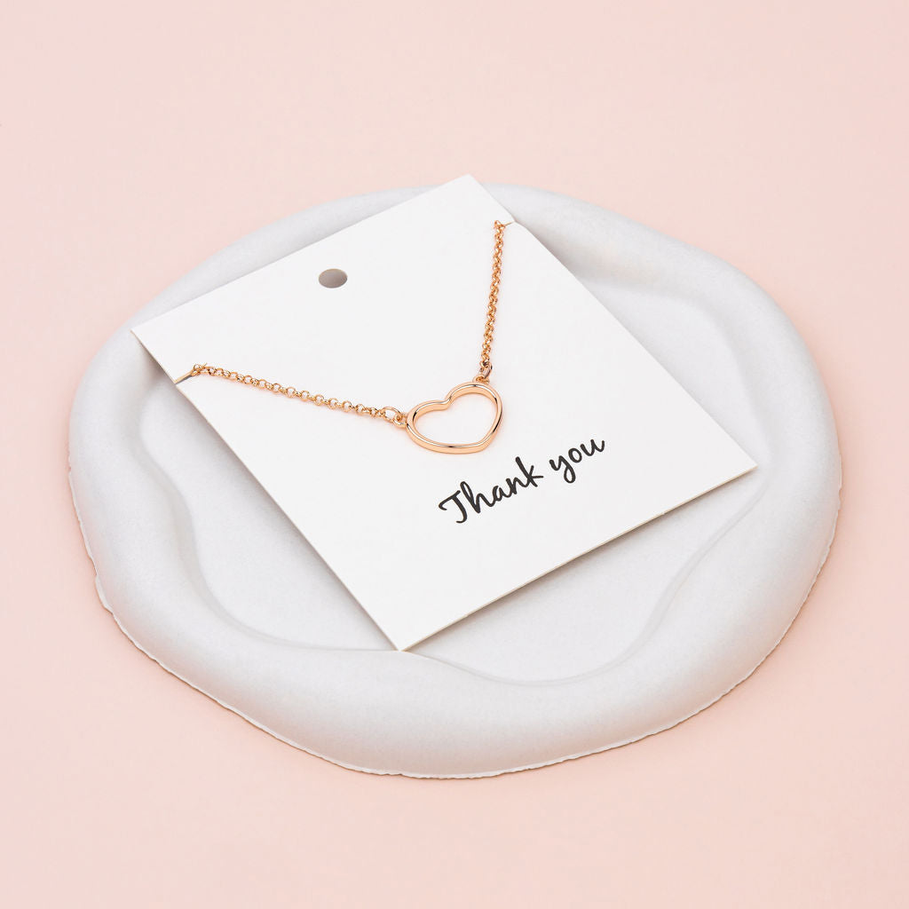 SHORT Rose Gold Heart Necklace on a THANK YOU