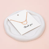 SHORT | Rose Gold Heart Necklace on a THANK YOU Card.