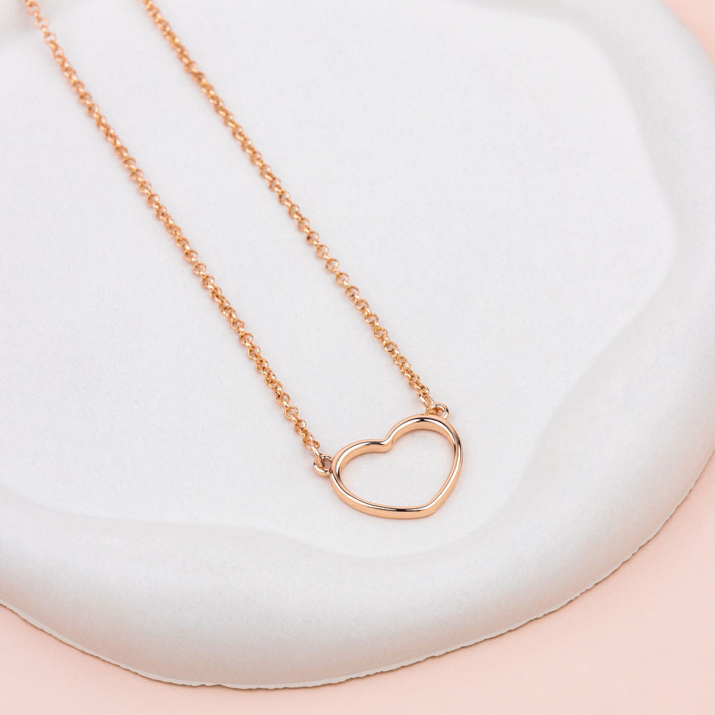 SHORT | Rose Gold Heart Necklace on a THANK YOU Card.