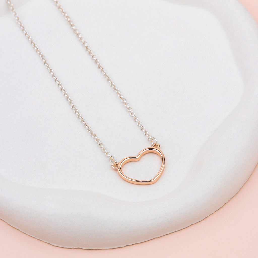 SHORT | Silver & Rose Gold Heart Necklace on a THANK YOU Card