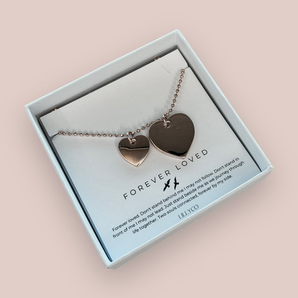 Forever Loved #2 Boxed 2 Heart Link Necklace | Rose Gold