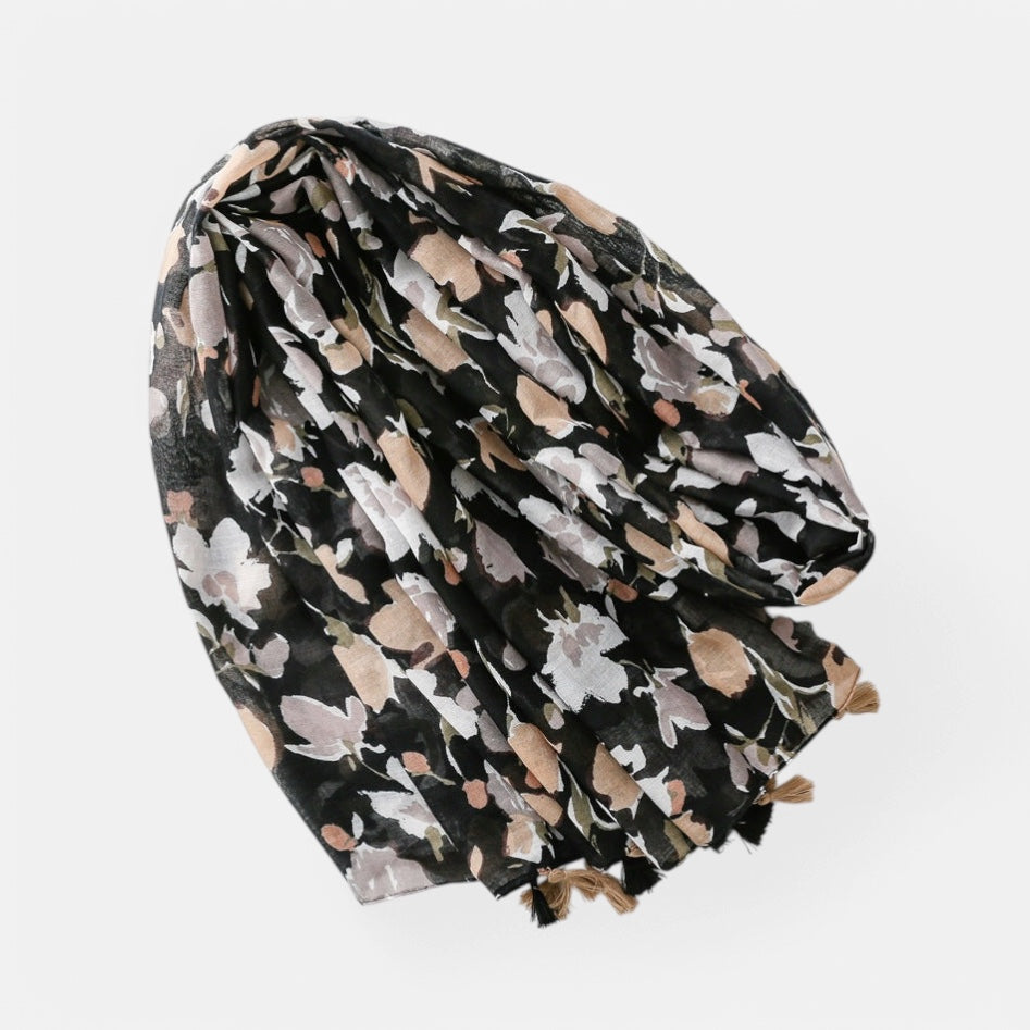 Ladies | Black Coral & White Flora Scarf