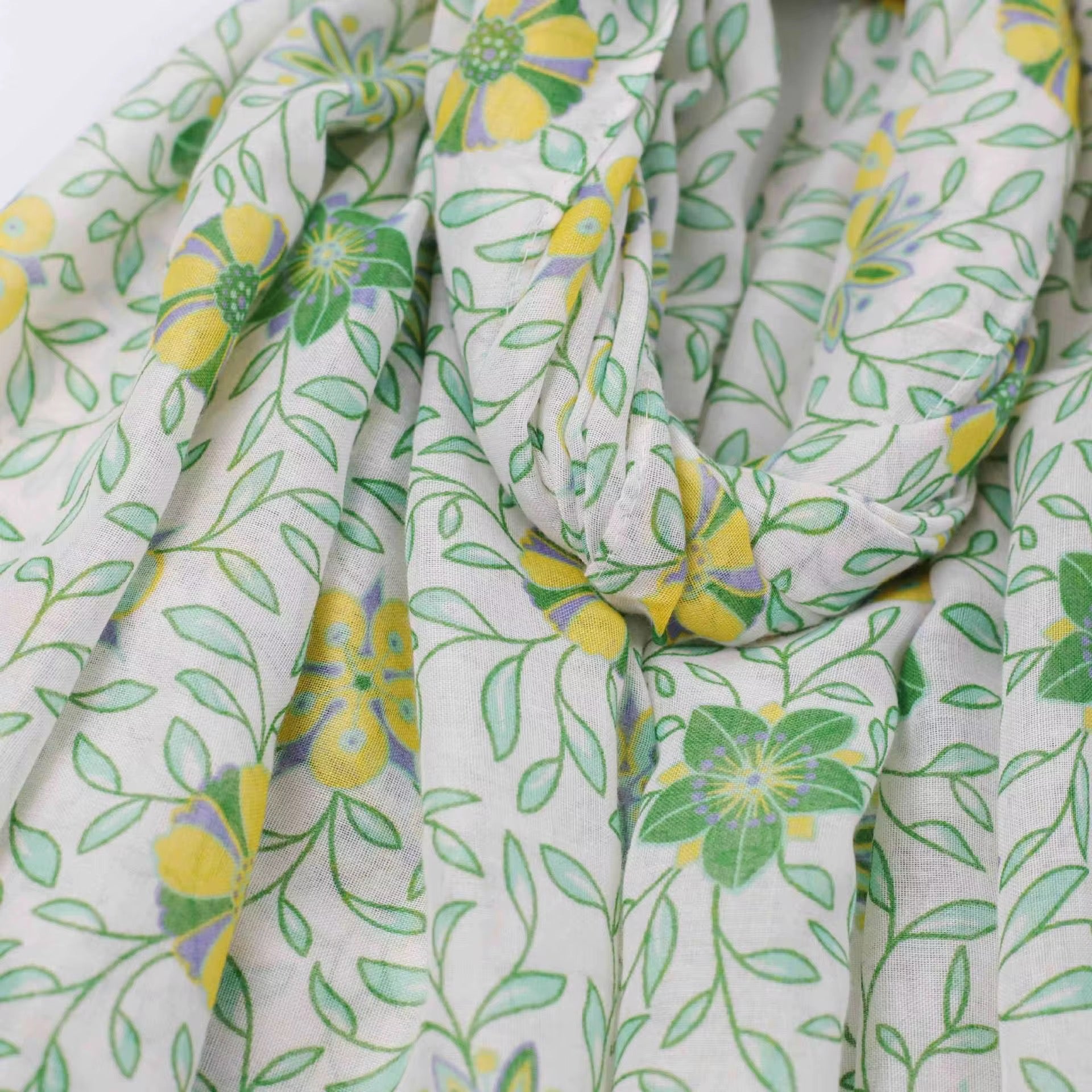 Ladies | Green & Yellow Floral Print Scarf