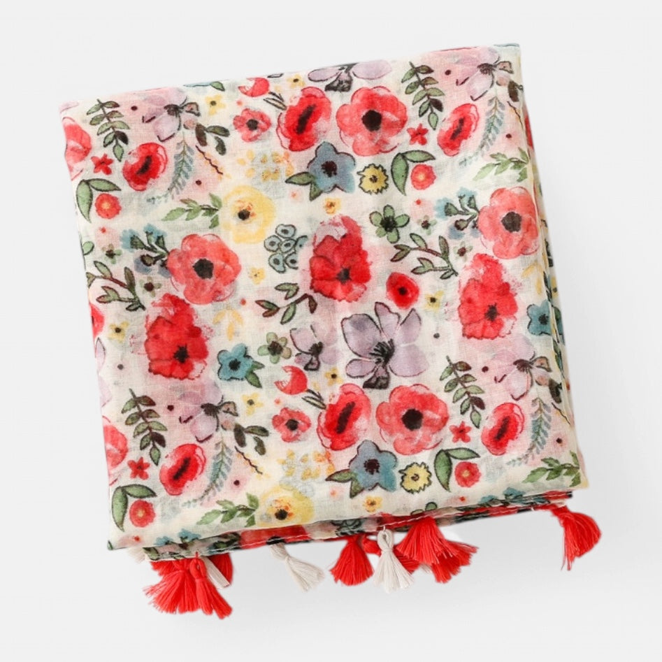 Ladies Pink Poppy Scarf