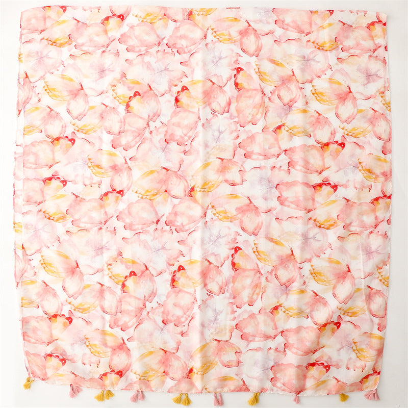 Ladies | Pink Watercolour Butterfly Scarf