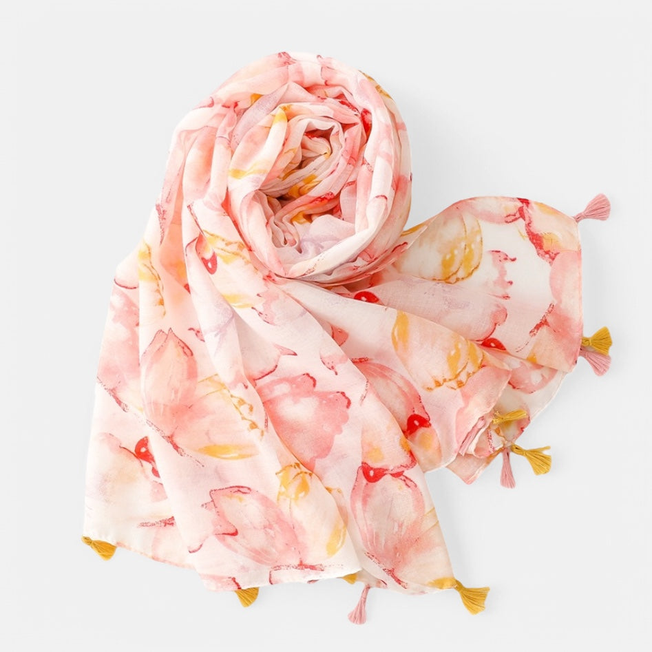 Ladies Pink Watercolour Butterfly Scarf