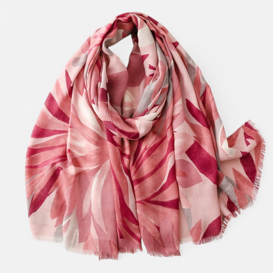 Ladies Pink Abstract Scarf