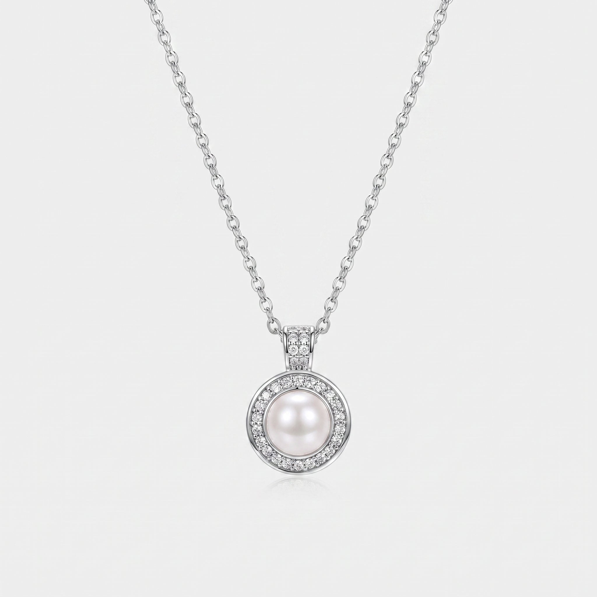 Fine | Short Silver Pearl & Crystal Necklace