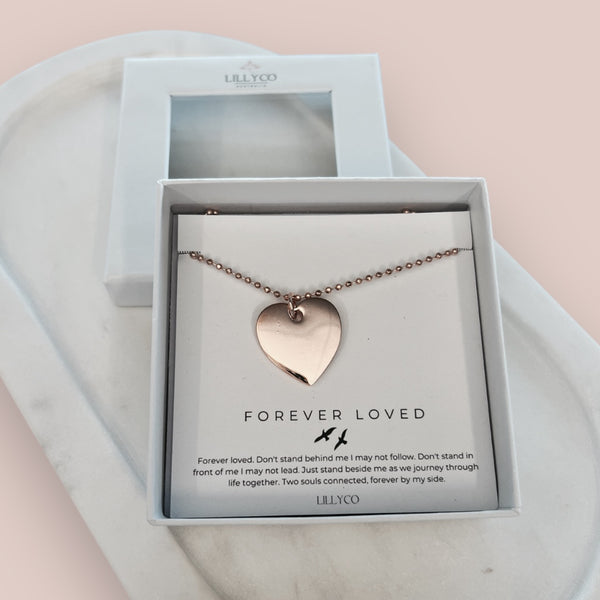 Forever Loved #3 Boxed Single Heart Necklace | Rose Gold