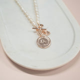 LIMITED EDITION | SHORT | Rose Gold Coin + Fresh Water Pearl Necklace