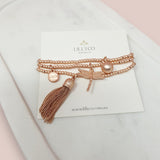 Matt Rose Gold 3 Dragonfly Strand Charm Bracelet