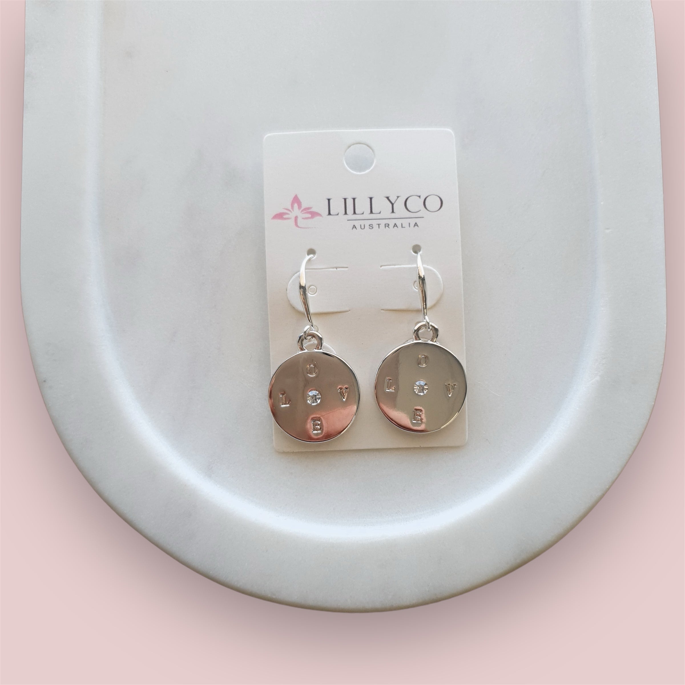 Rose Gold "LOVE" and Crystal Earring
