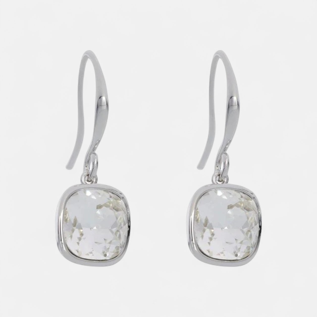 Fine | Silver Square Crystal Earring
