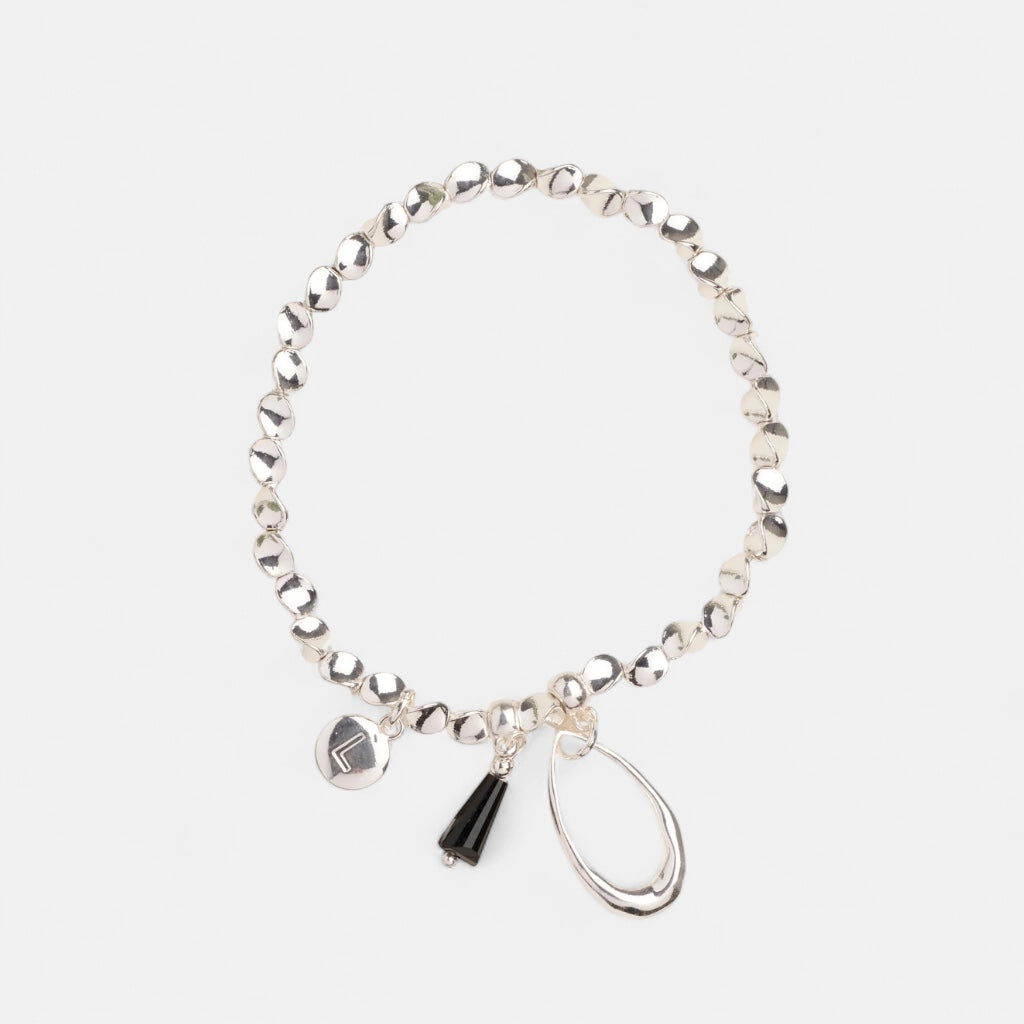 Silver Tear with Black Tear Bracelet