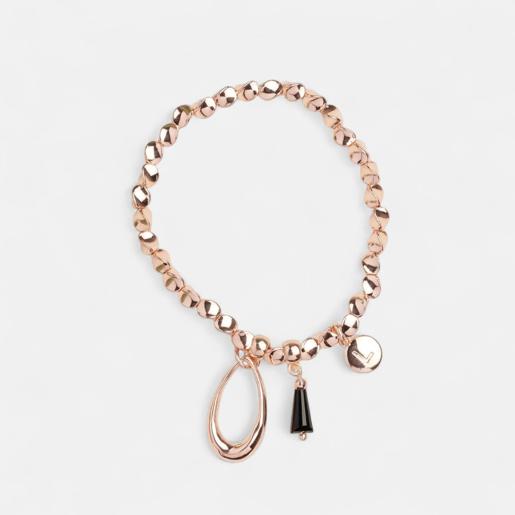 Rose Gold Tear with Black Tear Bracelet