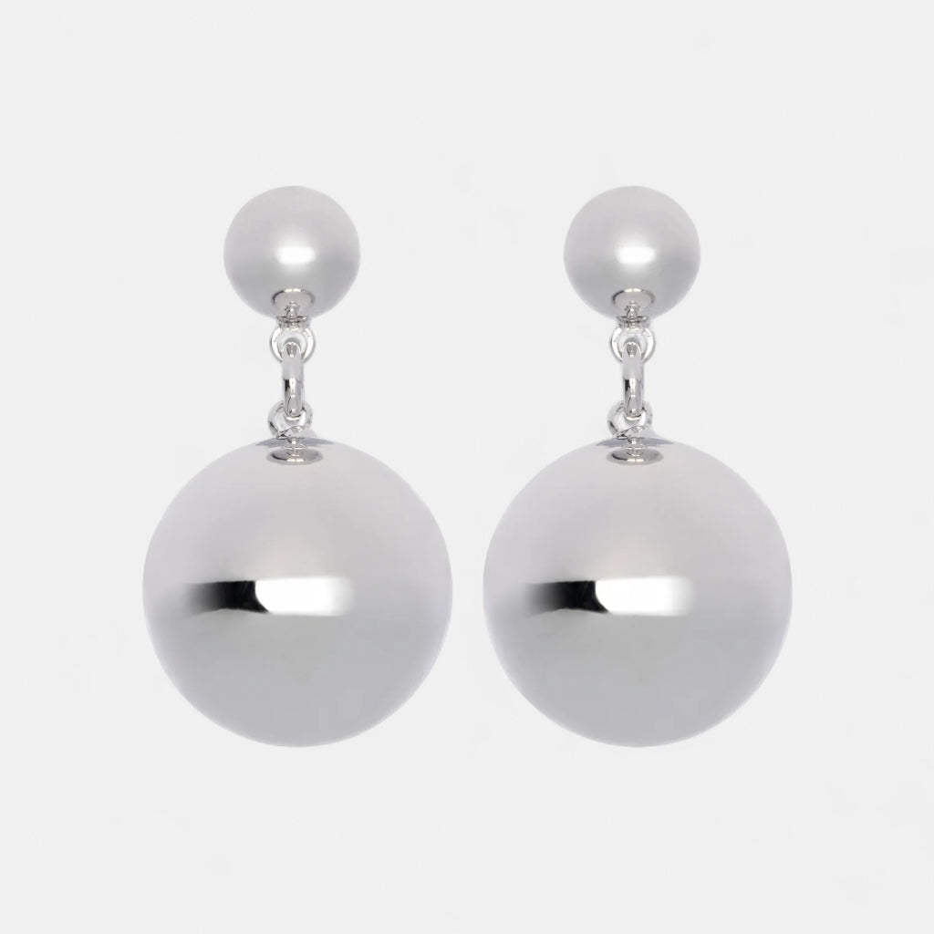 Fine | Silver Drop Ball Earring