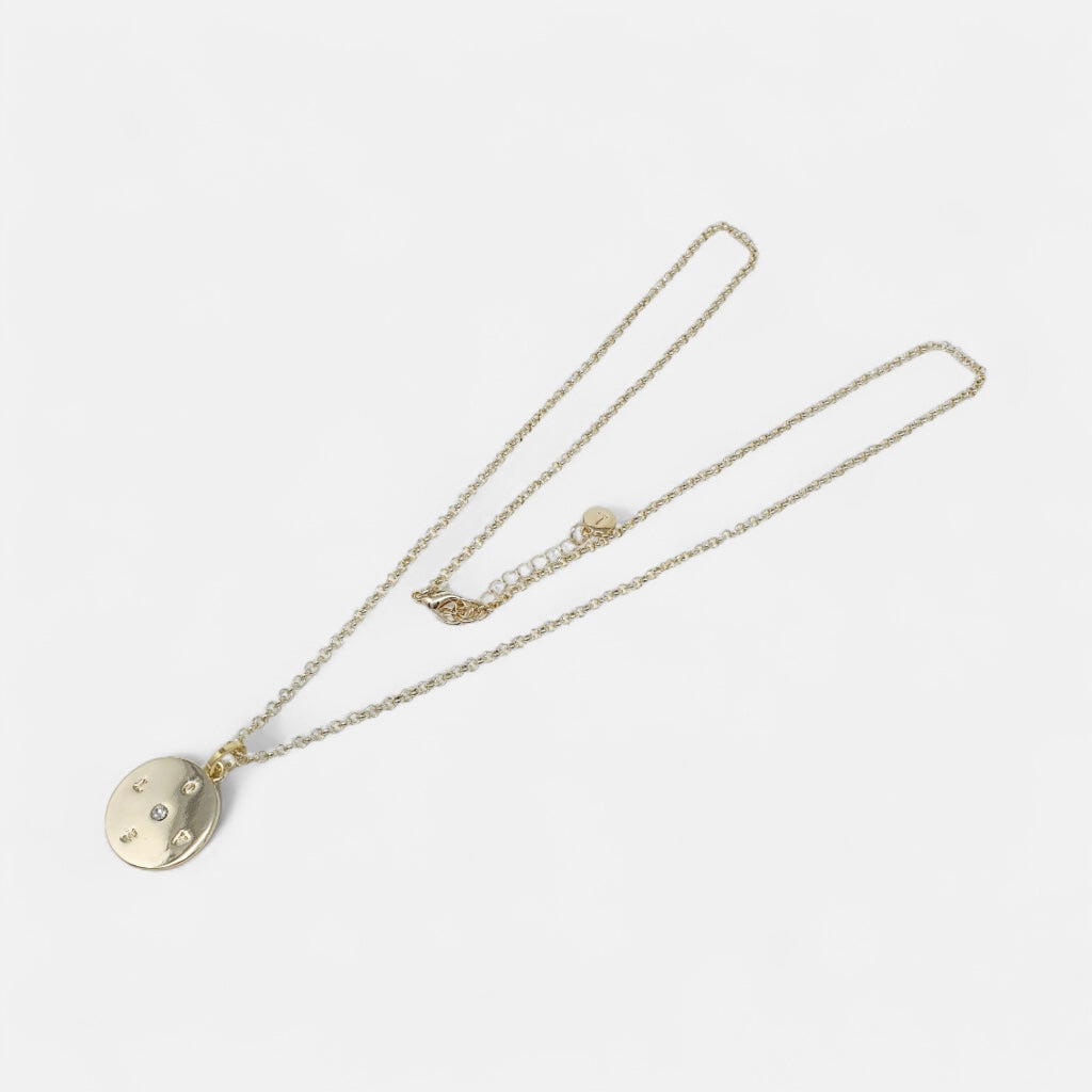 LONG | Light Gold Disc "LOVE" Necklace