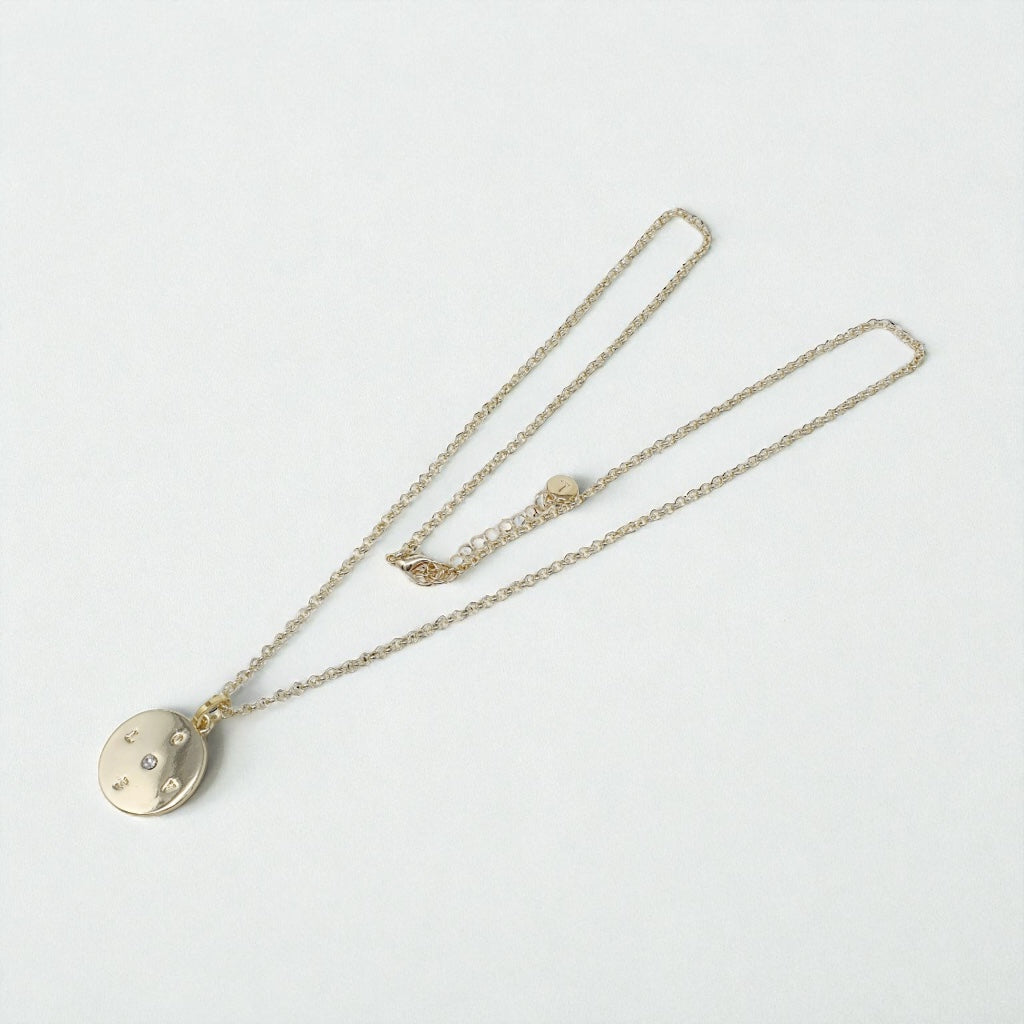 LONG | Light Gold Disc "LOVE" Necklace