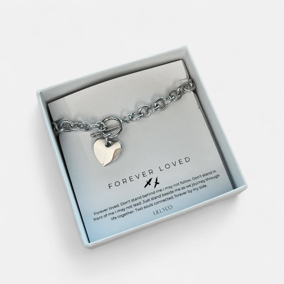Forever Loved #3 Boxed Single Heart Link Bracelet | Silver