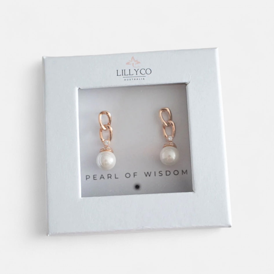 Fine | Boxed Rose Gold Crystal & Pearl Earrings