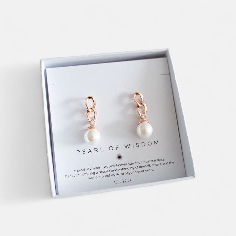 Fine | Boxed Rose Gold Crystal & Pearl Earrings