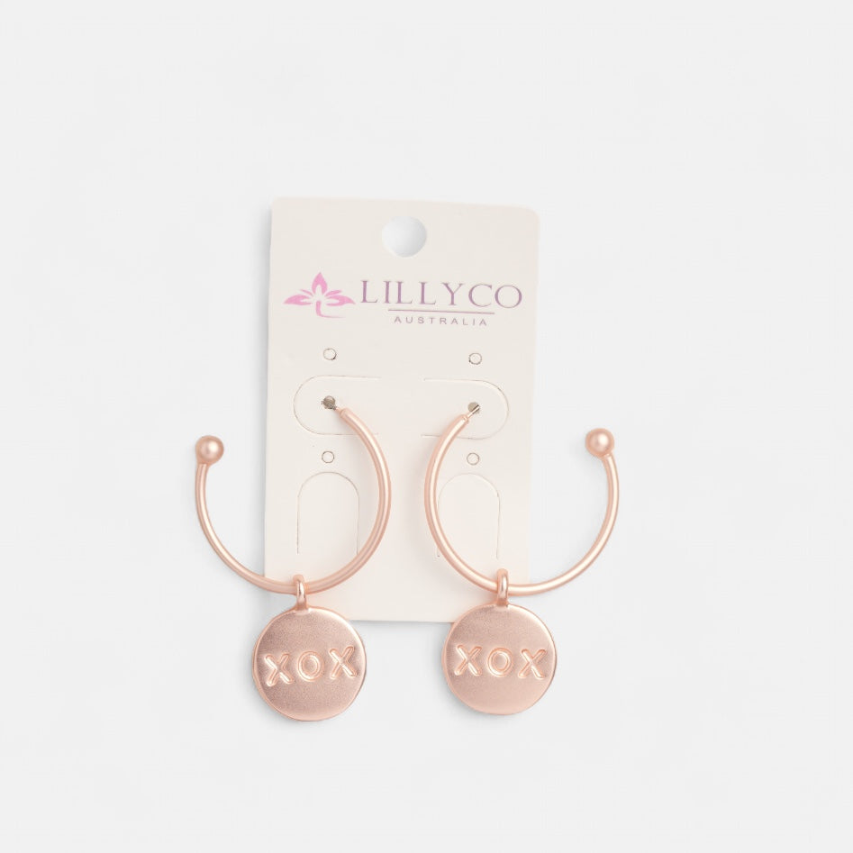 Matt Rose Gold "XOX" 2 in 1 Earring