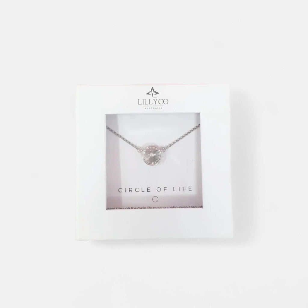 Fine | Boxed Silver Round Crystal Necklace
