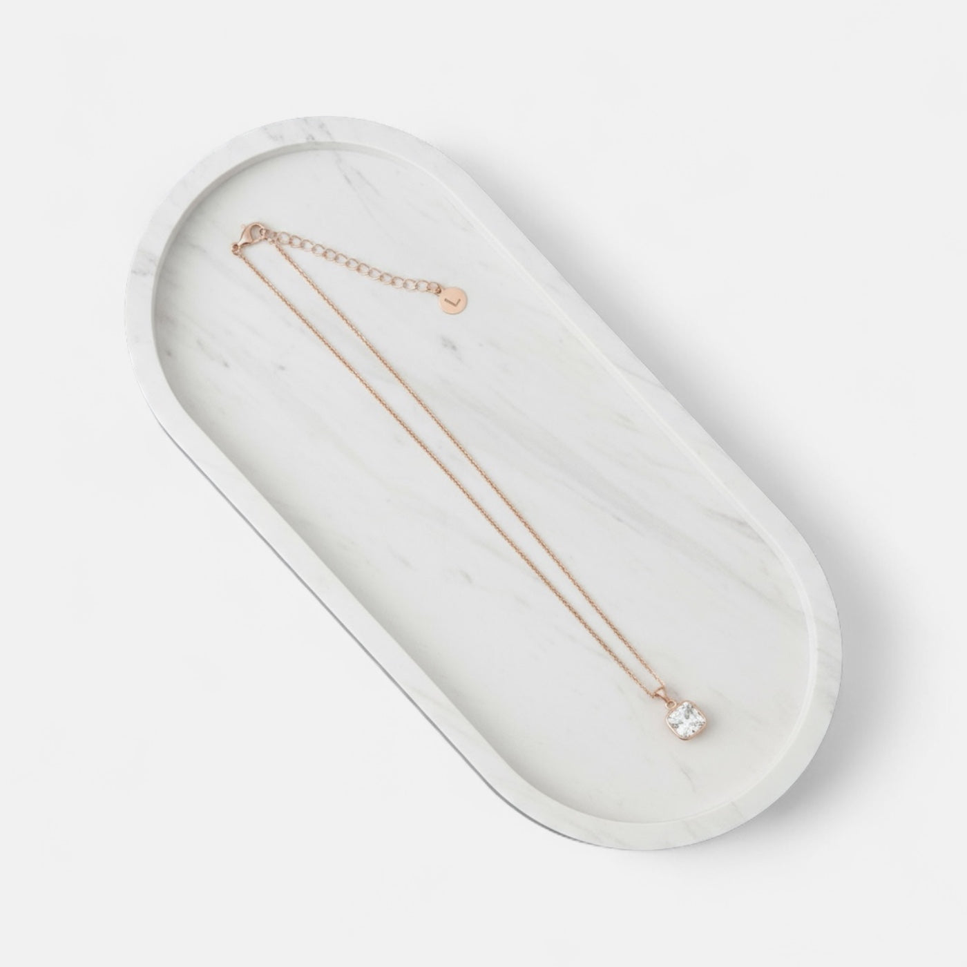 Fine | Short Rose Gold Square Crystal Necklace