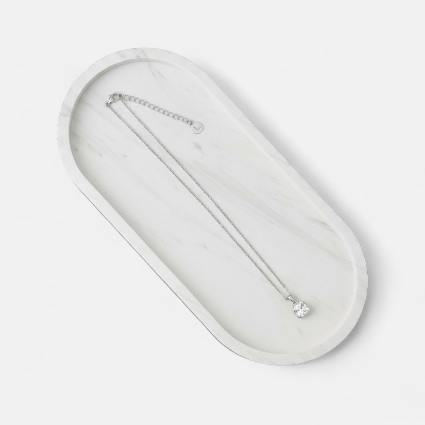 Fine | Short Silver Square Crystal Necklace