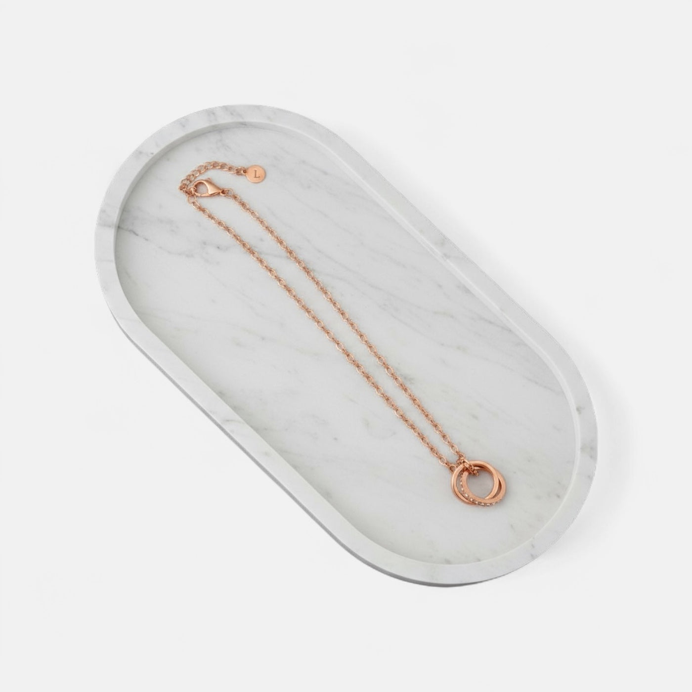 Fine | Short Rose Gold 2 Ring Necklace