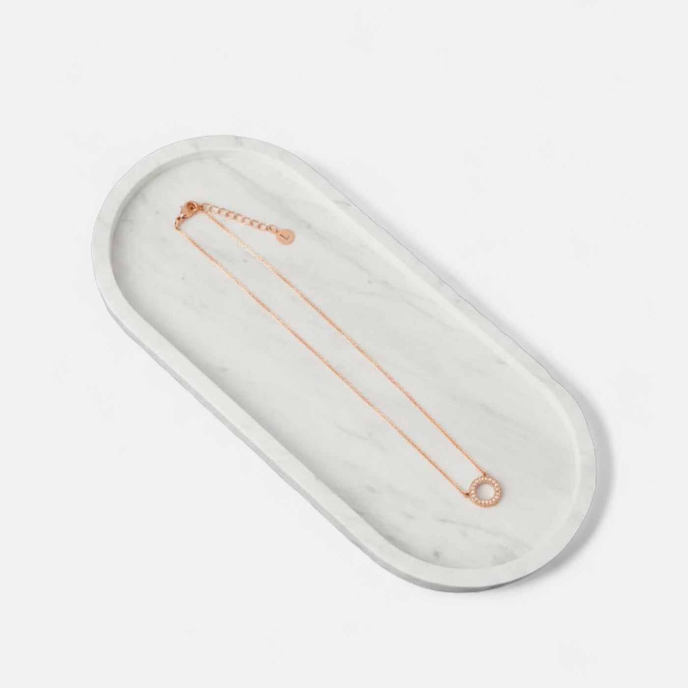 Fine | Short Rose Gold Circle Crystal Necklace