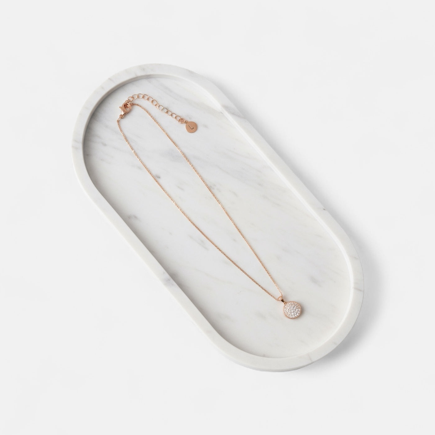 Fine | Short Rose Gold Small Cubic Zirconia Disc Necklace