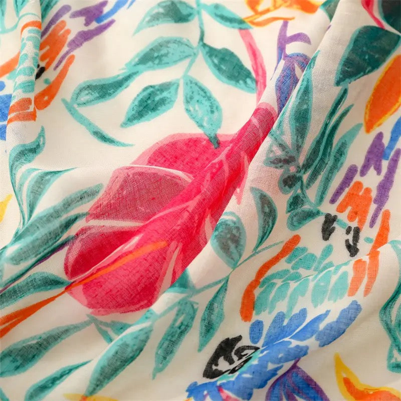 Ladies Bright Print Parrot Scarf