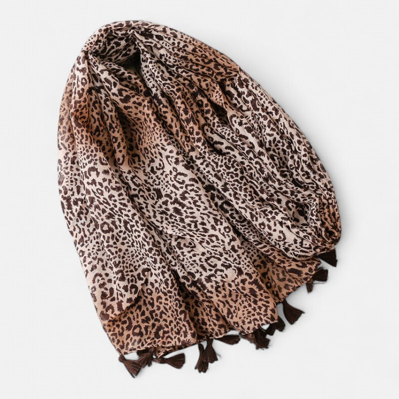 Ladies Grey & Black Animal Small Print Scarf