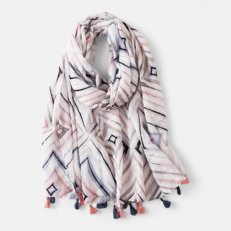 Pink/Blue White Zig Zag Scarf
